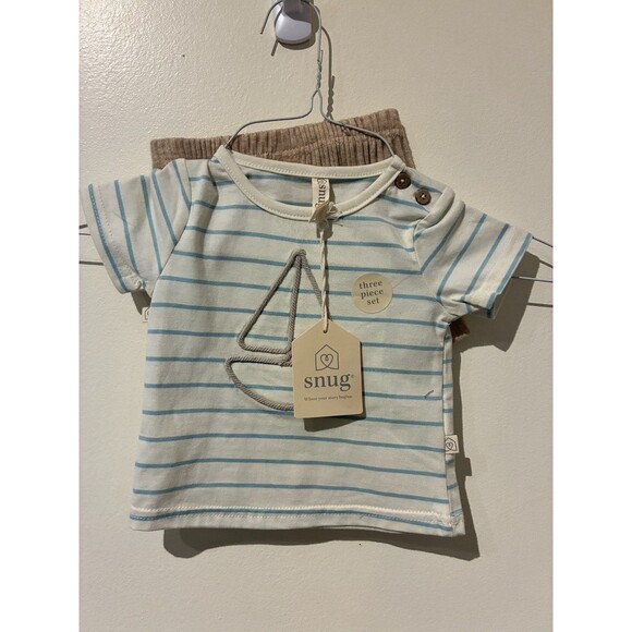 NWT Snug Striped Boat Shirt & Shorts Outfit - 6-9M - Picture 1 of 3